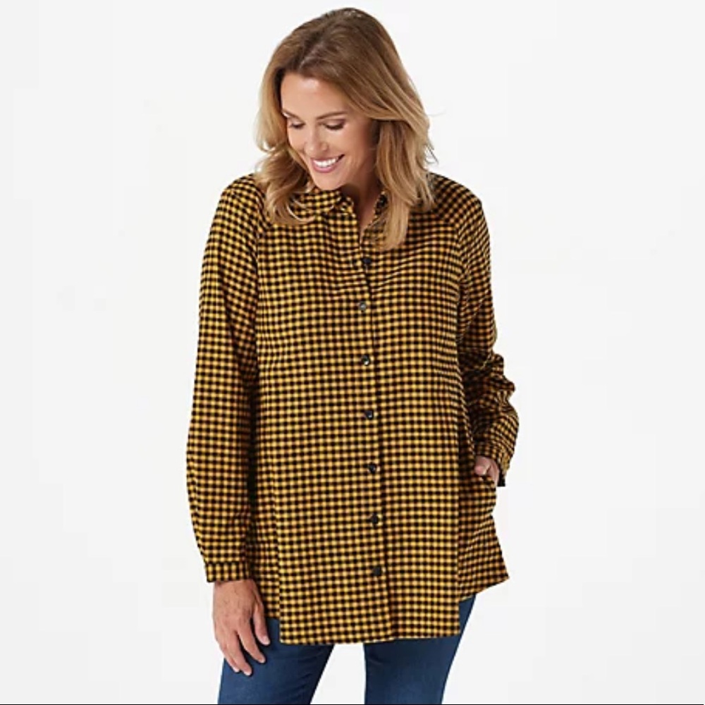 QVC Joan Rivers Mini Buffalo Check Swing Flannel w/ pockets. 3x NWOT Never Worn